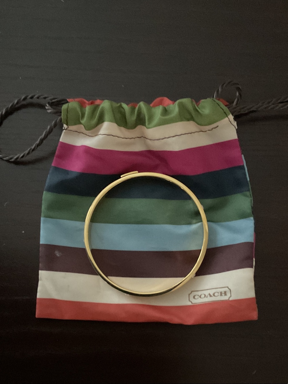 Rare Vintage Coach Signature C Crystal Enamel Bracelet w/ Dust Bag